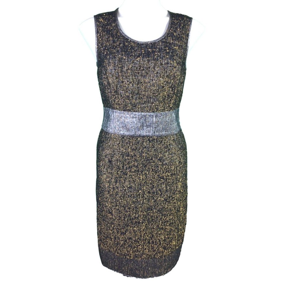 Ports 1961 Sheath Dress Black Gold Silver